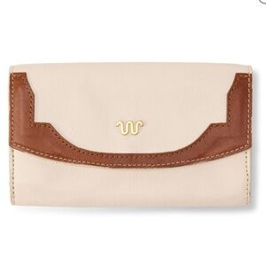 King Ranch Women's Continental Wallet with Brass W - Cream Colored